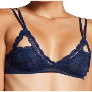 Sam Edelman Navy Blue Peekaboo Triangle Cup Lace Bralette Size S Small NWT!!!
